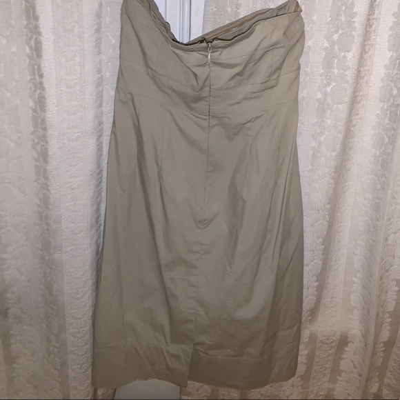 Strapless Tan Dress fitted with Pockets Like New - Picture 2 of 4